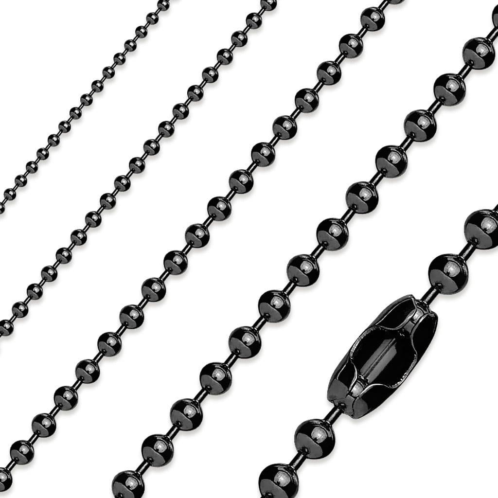 Kuličkový řetízek černý, tl. 2,4 mm (75 cm)