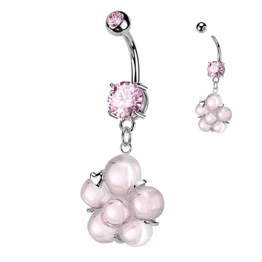 Piercing do pupíku s kytičkou (růžová)