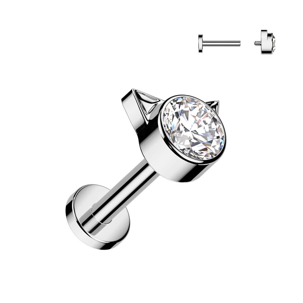 Piercing labreta titan Kitty (čirý 1,2 x 8 mm)