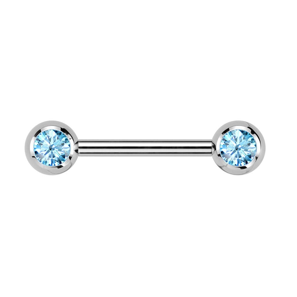 Piercing do bradavky TITAN, tyrkysové zirkony
