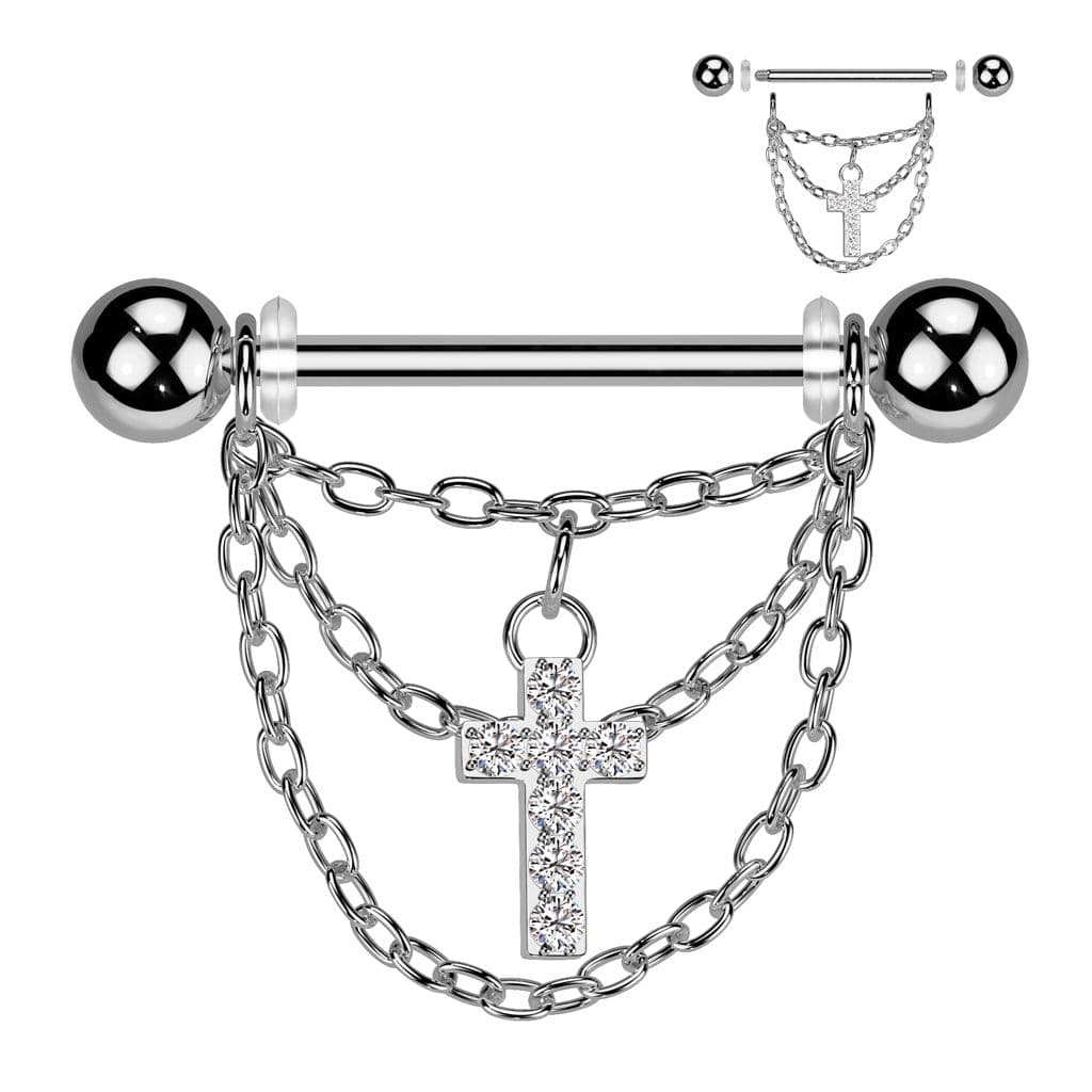Piercing do bradavky - křížek