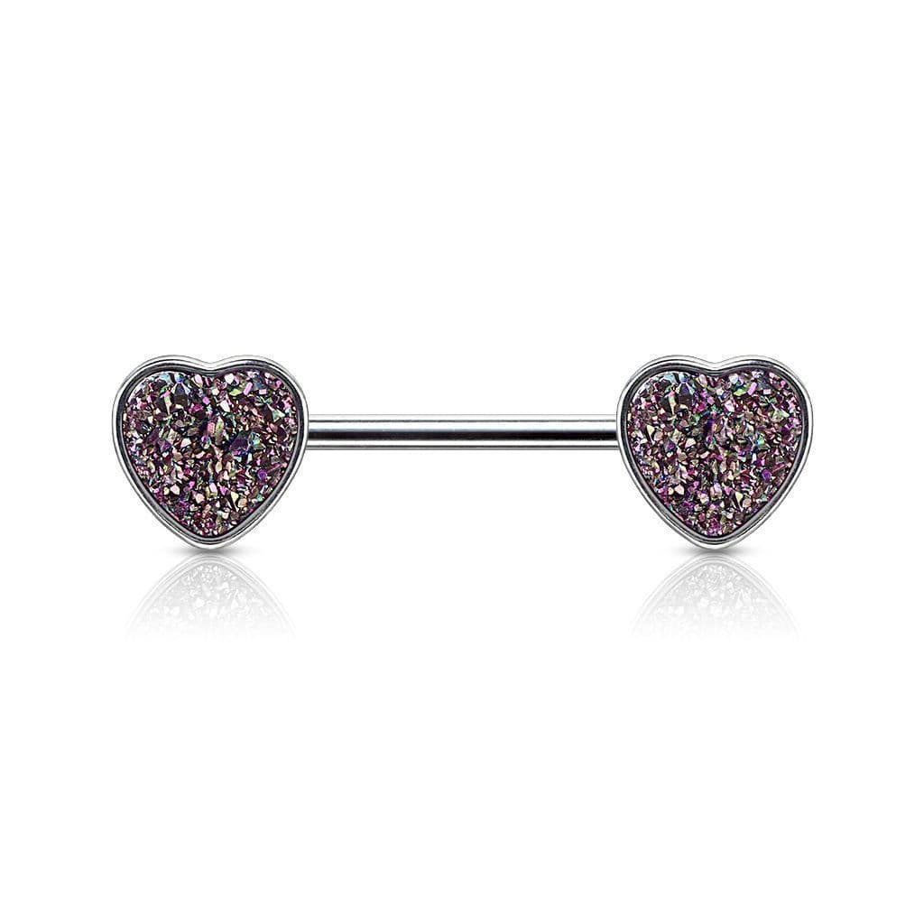 Piercing do bradavky - srdíčka (fialová)