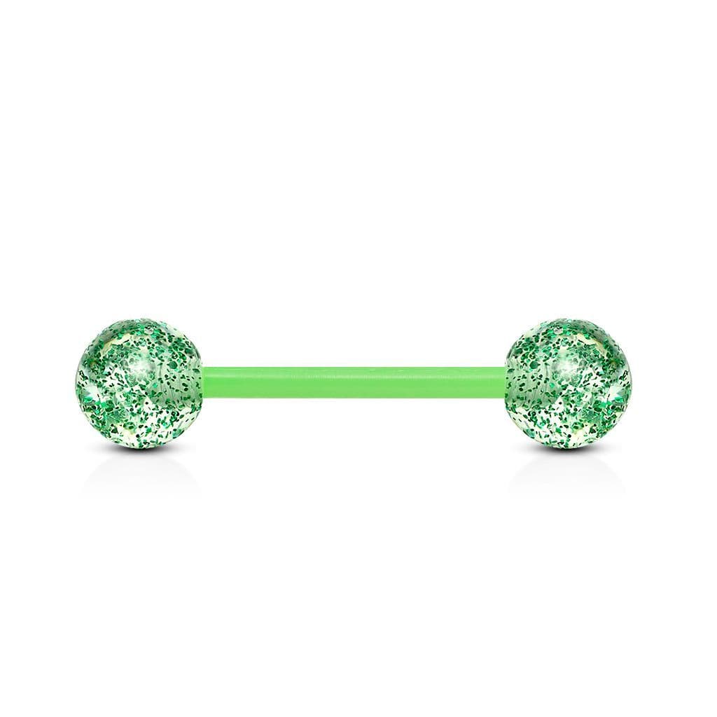 Piercing činka bioplast s třpytkami (zelený)