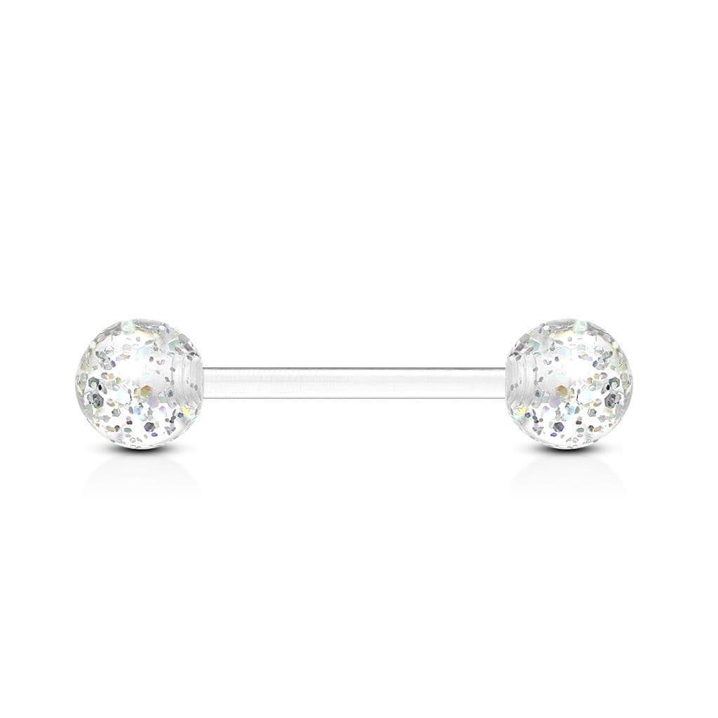 Piercing činka bioplast s třpytkami (čirý)