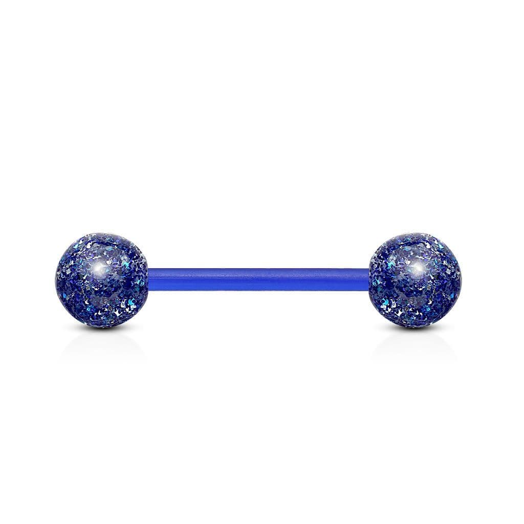 Piercing činka bioplast s třpytkami (modrý)