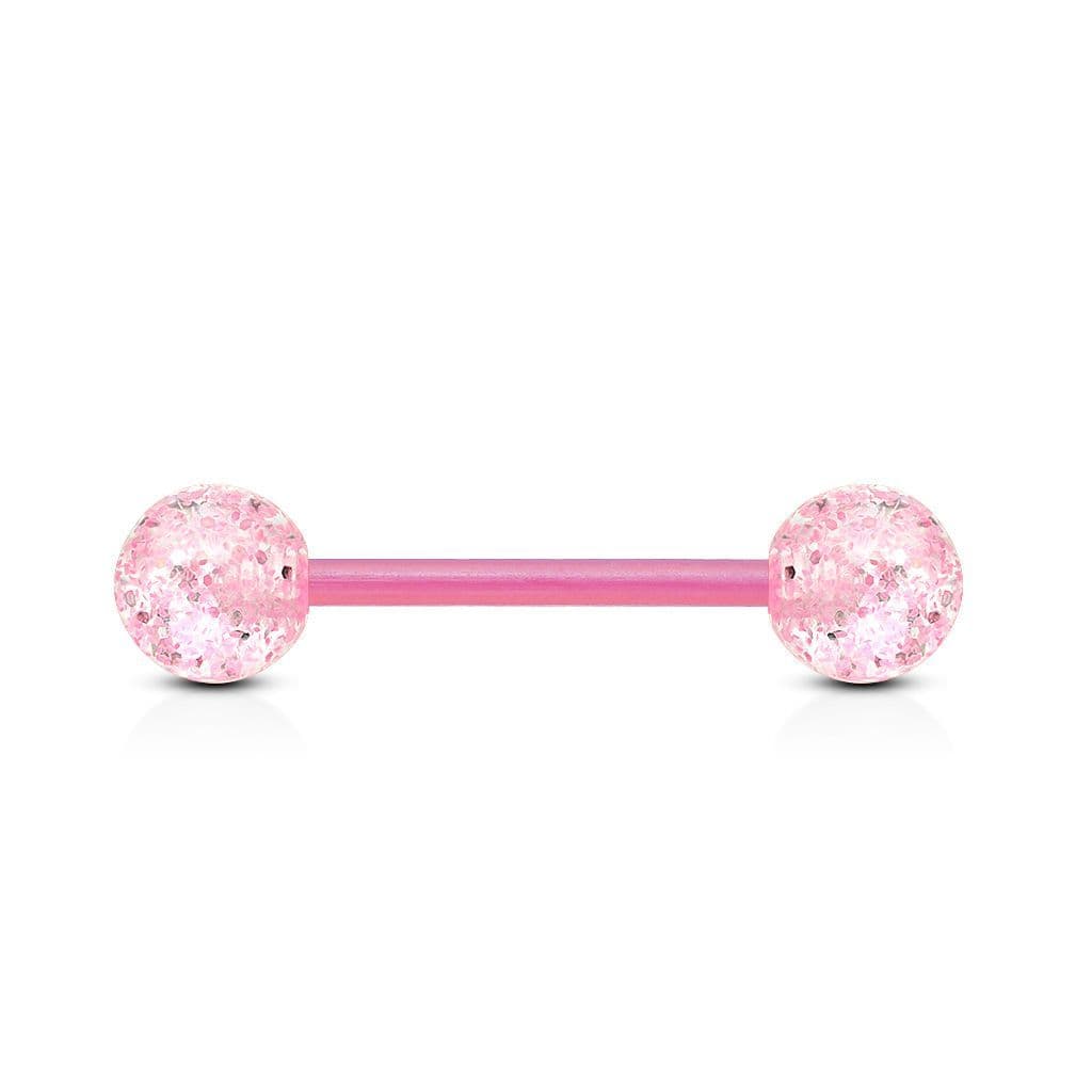Piercing činka bioplast s třpytkami (růžový)