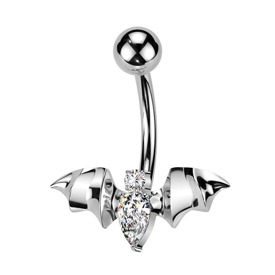 Piercing do pupíku netopýr s čirými zirkony - TITAN