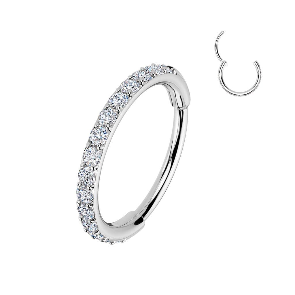 Ocelový piercing - segment kruh se zirkony (0,8 x 8 mm)