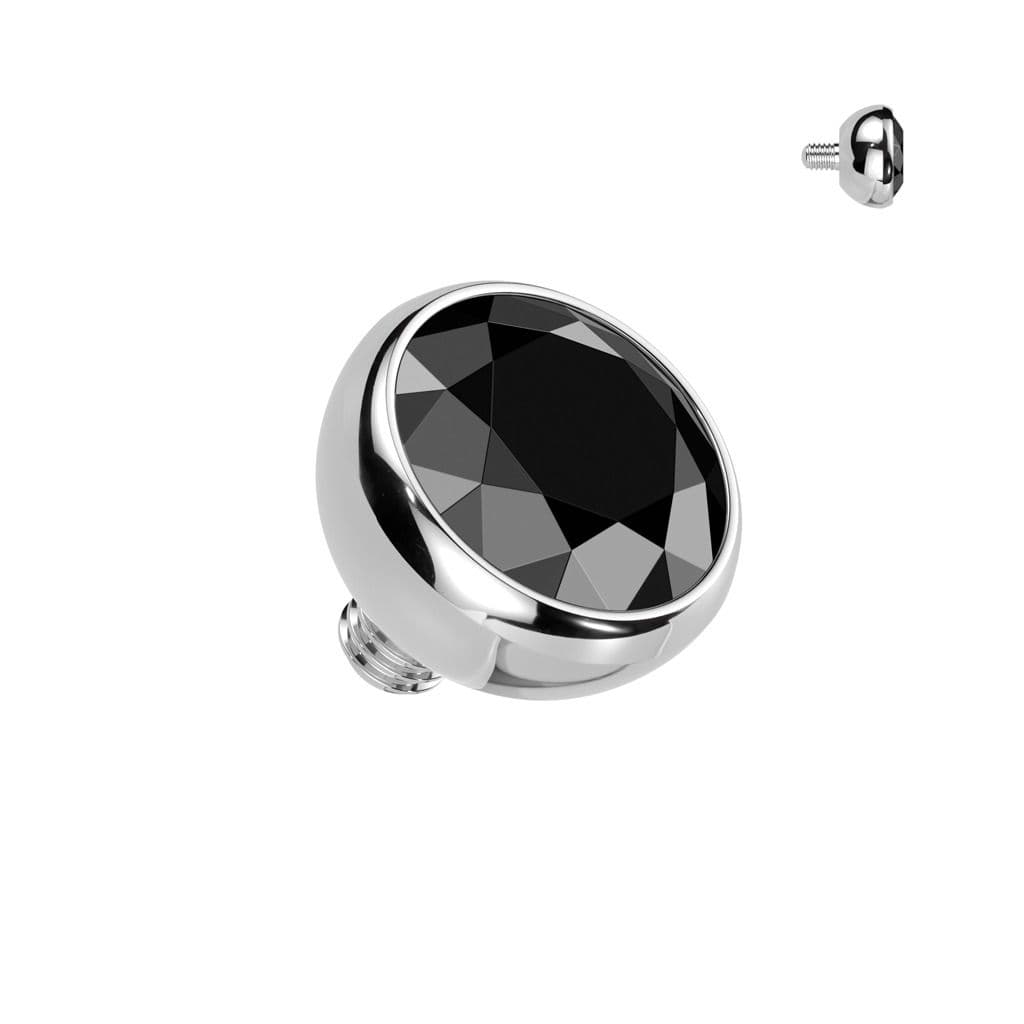 Náhradní kulička s kamínkem TITAN, závit 1,2 mm, 3mm (černá)