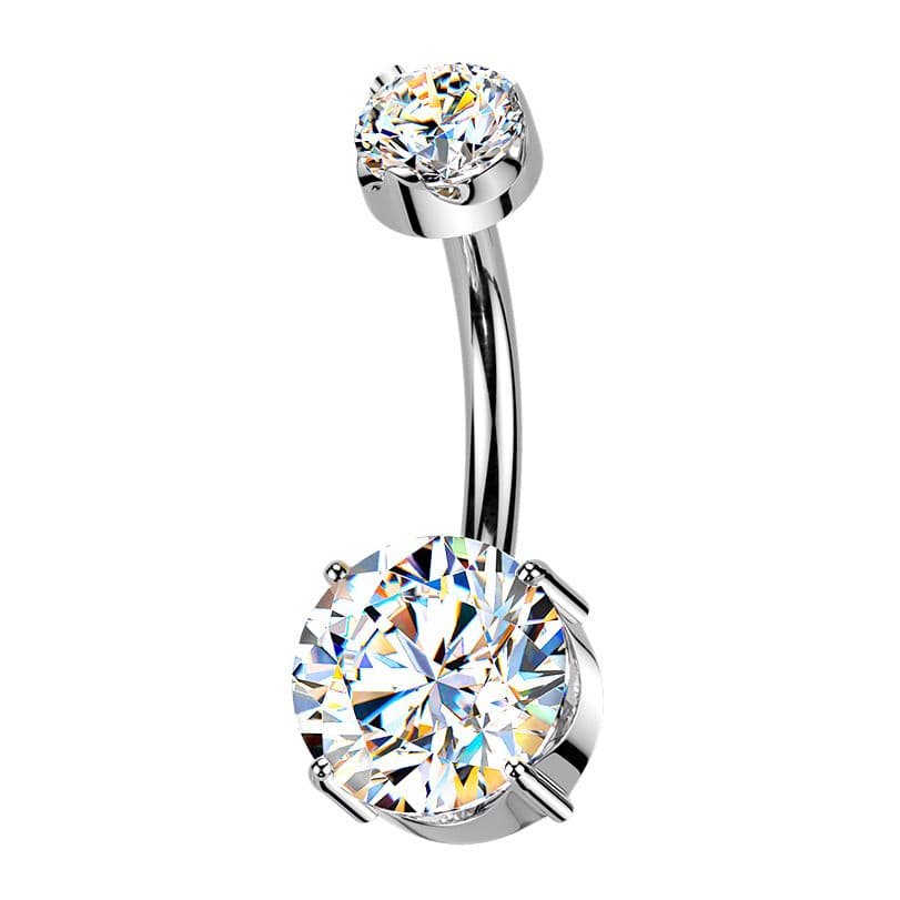 Luxusní piercing do pupíku s Moissanity 2.50ct, TITAN