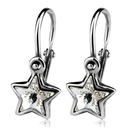 Dětské stříbrné náušnice - hvězdičky, Crystals from SWAROVSKI, barva: Crystal — Marre.cz
