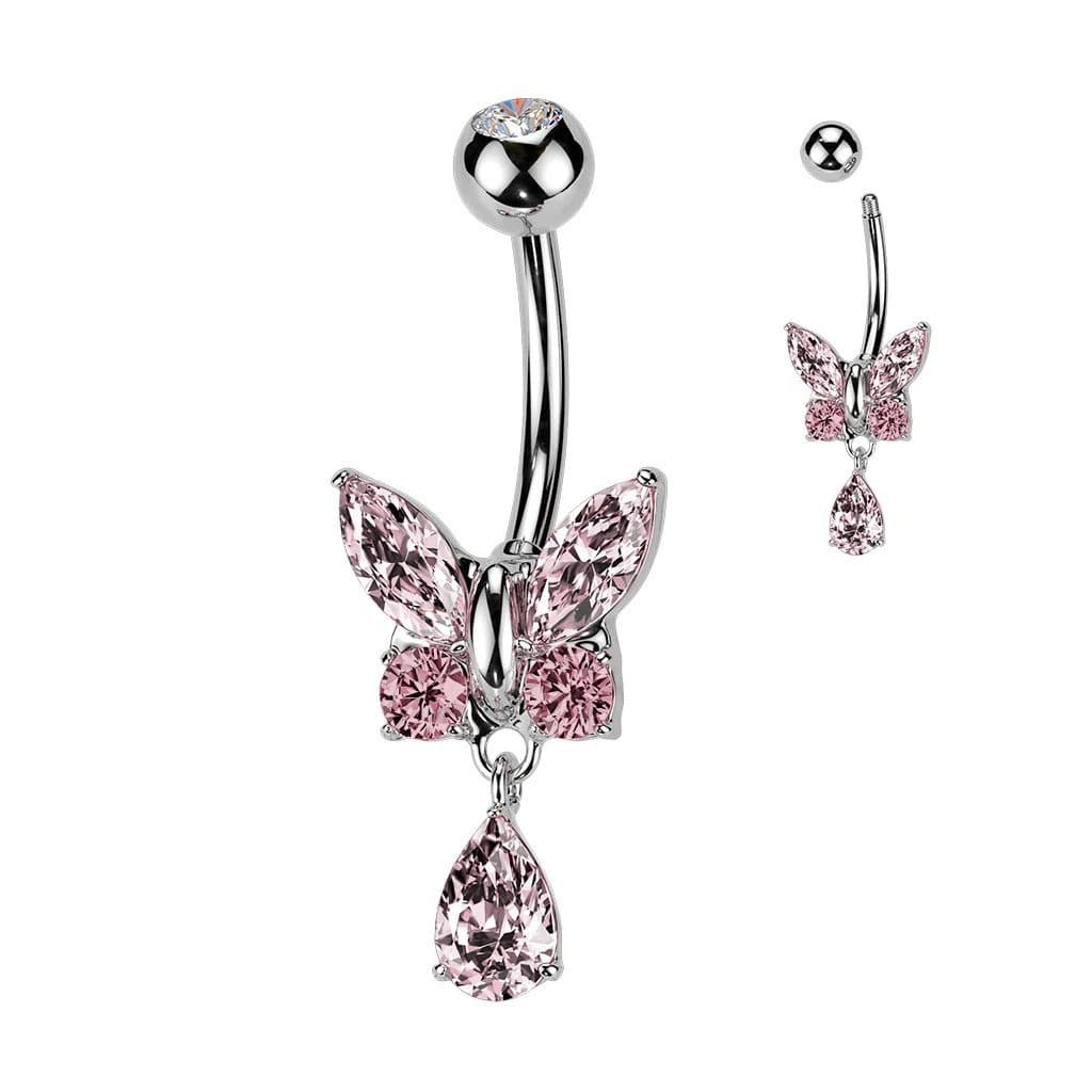 Piercing do pupíku motýlek (růžová)