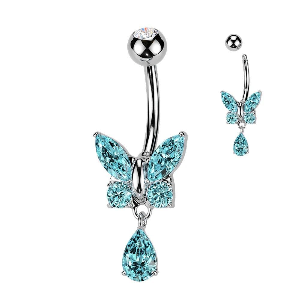 Piercing do pupíku motýlek (tyrkysová)