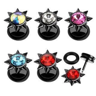 Piercing falešný plug s hrotíky růžový