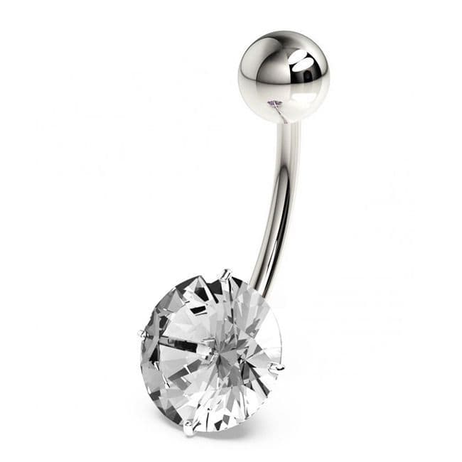 Stříbrný piercing do pupíku, zirkon 10 mm (čirá)