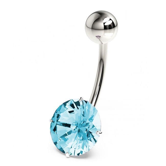 Stříbrný piercing do pupíku, zirkon 10 mm (tyrkysová)