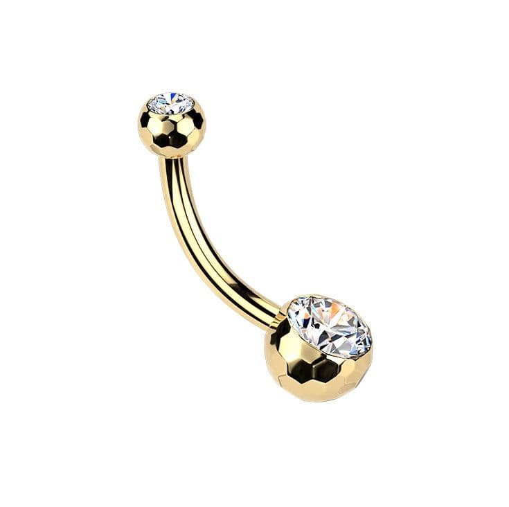 Zlacený percing do pupíku banánek malý - TITAN, kuličky 4 a 6 mm