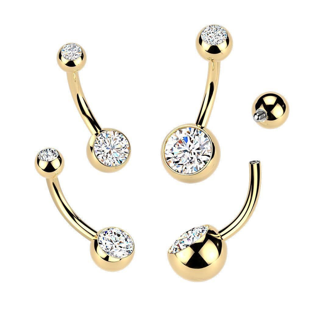 Zlacený piercing do pupíku banánek - TITAN (1,6 x 10 x 5/8)