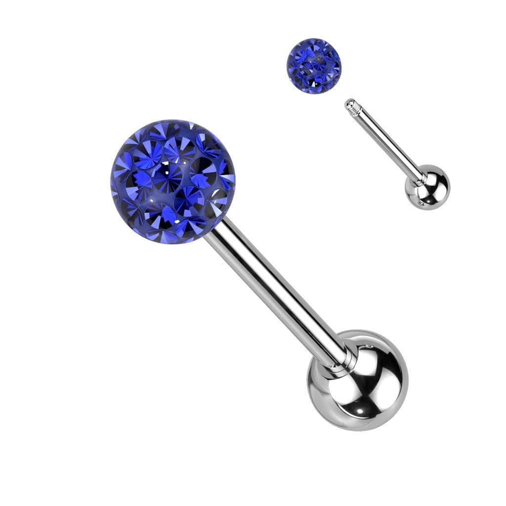 Piercing do jazyka s krystaly Crystals From Swarovski (tmavě modrá)