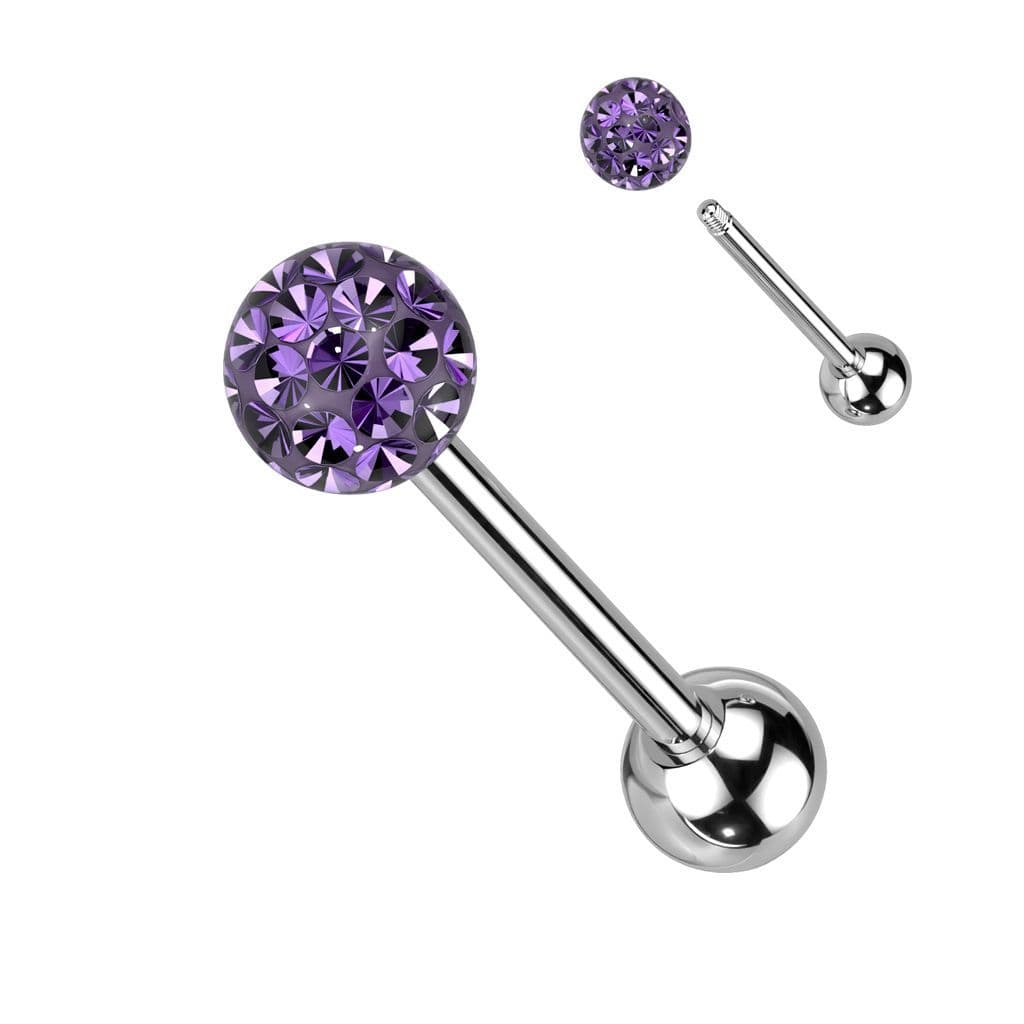 Piercing do jazyka s krystaly Crystals From Swarovski (fialová)