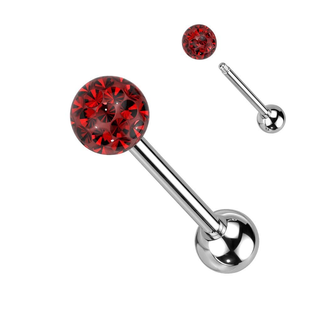 Piercing do jazyka s krystaly Crystals From Swarovski (červená)