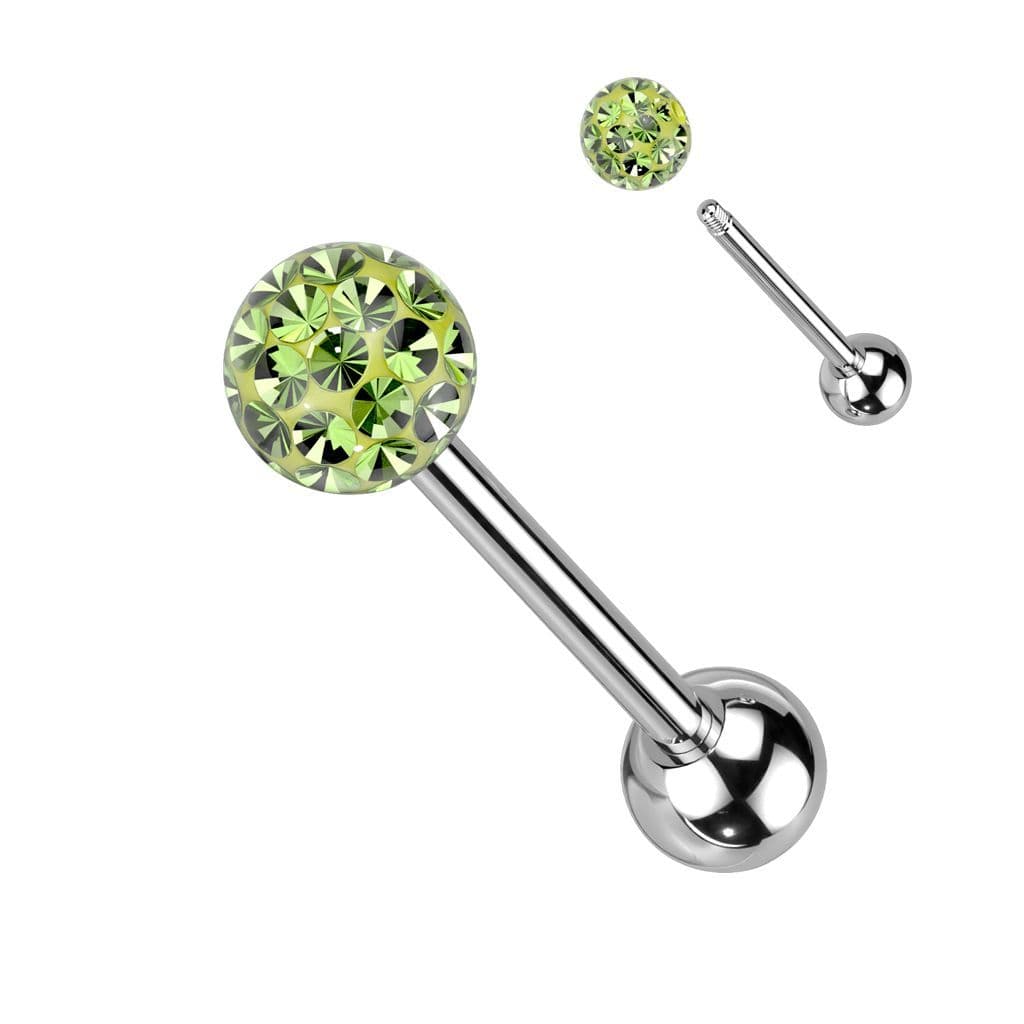 Piercing do jazyka s krystaly Crystals From Swarovski (světle zelená)