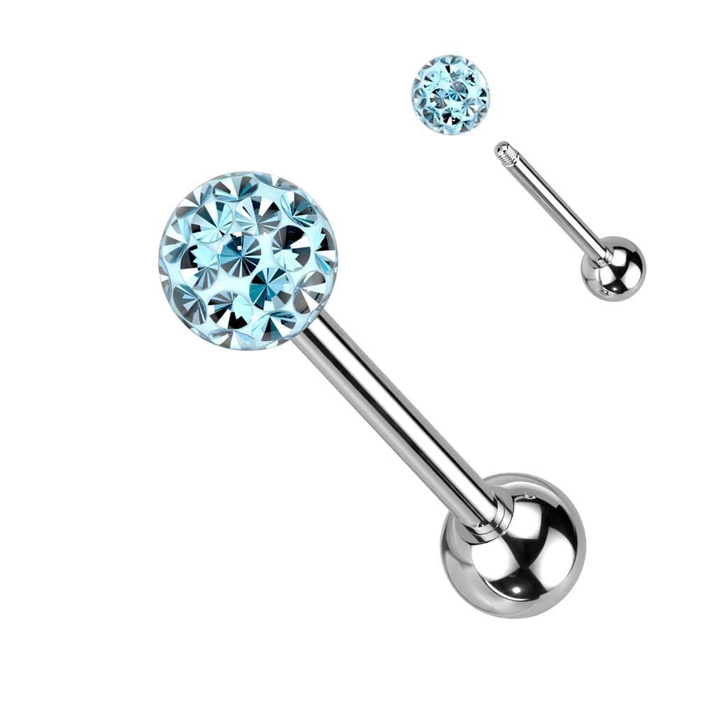 Piercing do jazyka s krystaly Crystals From Swarovski (tyrkysová)