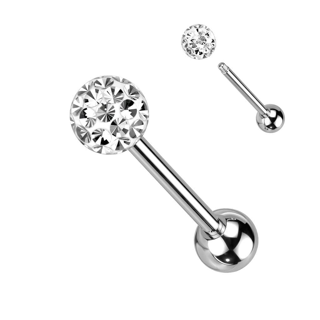 Piercing do jazyka s krystaly Crystals From Swarovski (čirá)