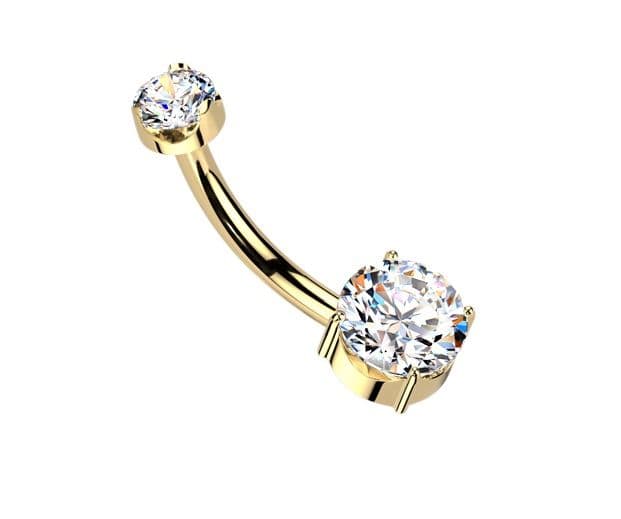 Luxusní zlacený piercing do pupíku s Moissanity 1,05ct, TITAN