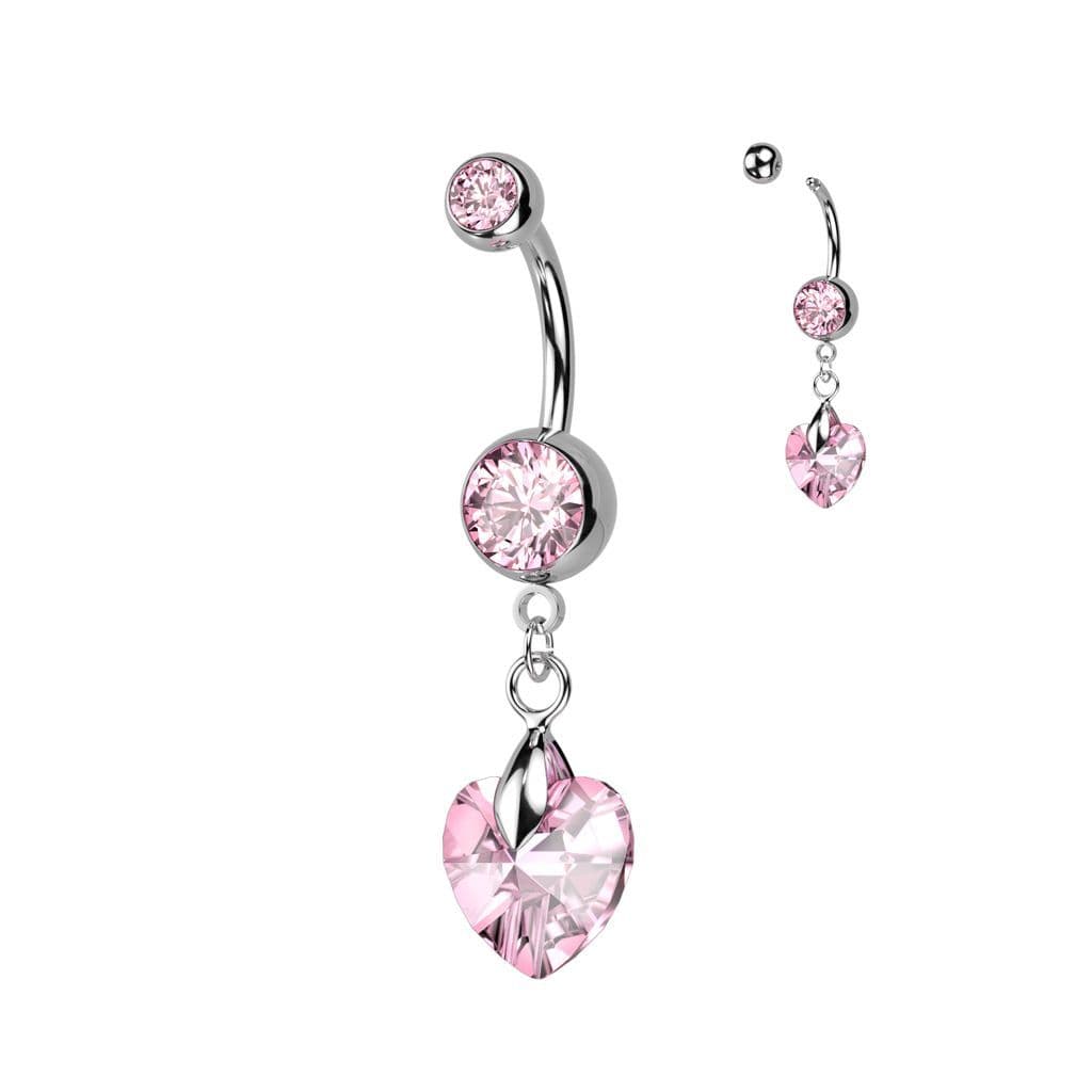 Piercing do pupíku - srdíčko (růžová)