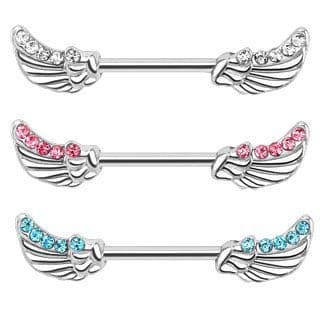 Piercing do bradavky chirurgická ocel křídla tyrkysová