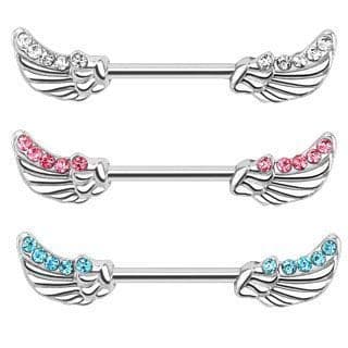 Piercing do bradavky chirurgická ocel křídla čirá