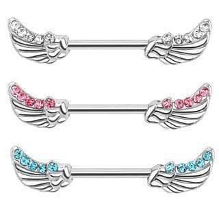 Piercing do bradavky chirurgická ocel křídla růžová