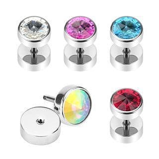 Piercing falešný plug zirkon (tyrkysový)
