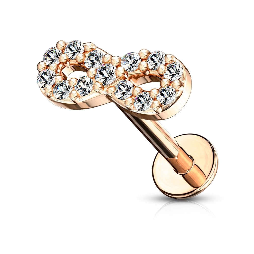 Piercing do brady - ležatá osmička 1,2 x 8 mm (růžové zlato)