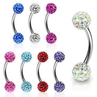Piercing do obočí chirurgická ocel s krystalky HWESD02 (fialová)