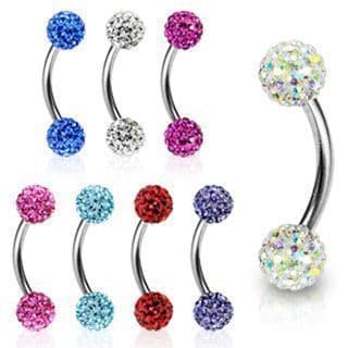 Piercing do obočí chirurgická ocel s krystalky HWESD02 (tyrkysová)