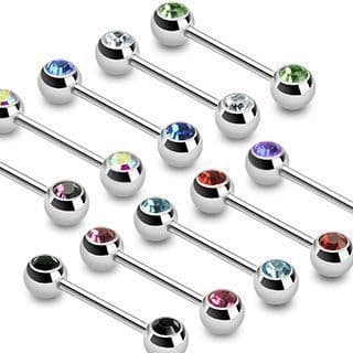 Piercing do bradavky chirurgická ocel s kamínky HWBS32 (světle fialová)