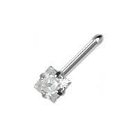 Piercing do nosu - čtvercový kamínek 3 x 3 mm (čirá)
