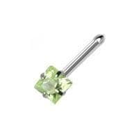 Piercing do nosu - čtvercový kamínek 3 x 3 mm (zelená)