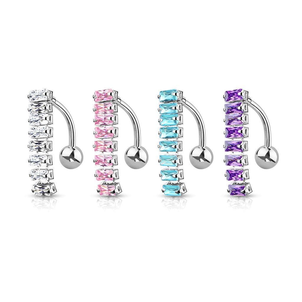 Obrácený piercing do pupíku (fialový)