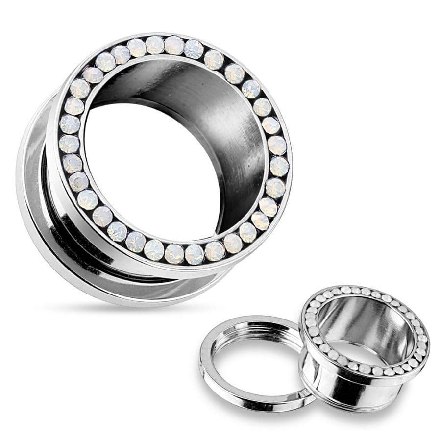 Tunel chirurgická ocel s opály HWPS91 (6 mm)