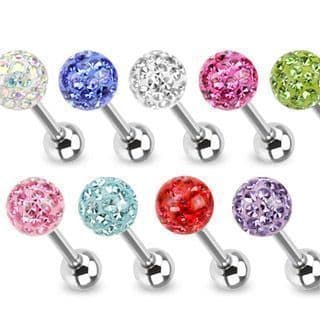 Piercing do jazyku činka se Swarovski krystalky HWBSD1014 (tyrkysová)