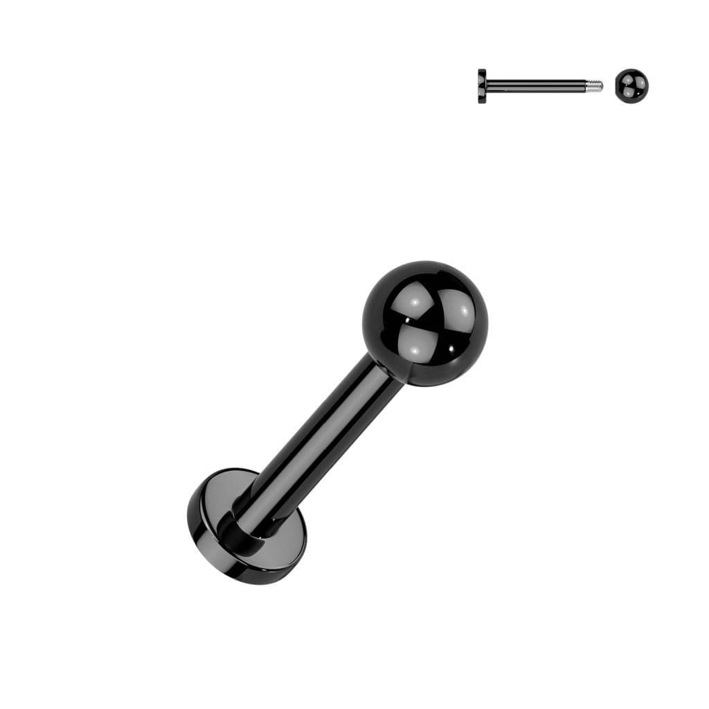 Piercing do brady - labreta černá (1,0 x 6 mm)