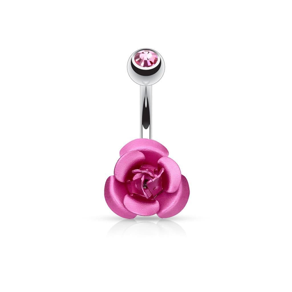 Piercing do pupíku - růžička (růžová)