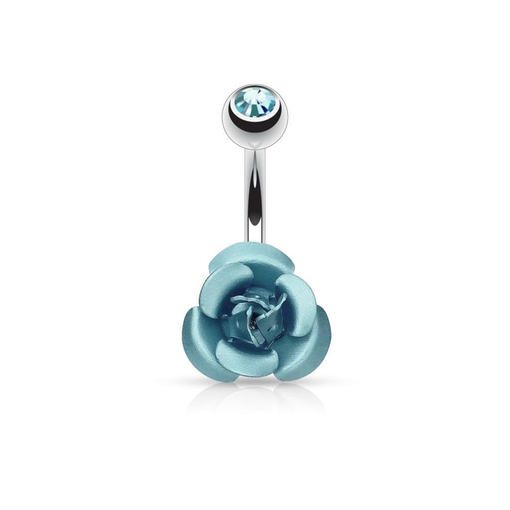 Piercing do pupíku - růžička (tyrkysová)