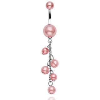 Piercing do pupíku perličky (růžová)