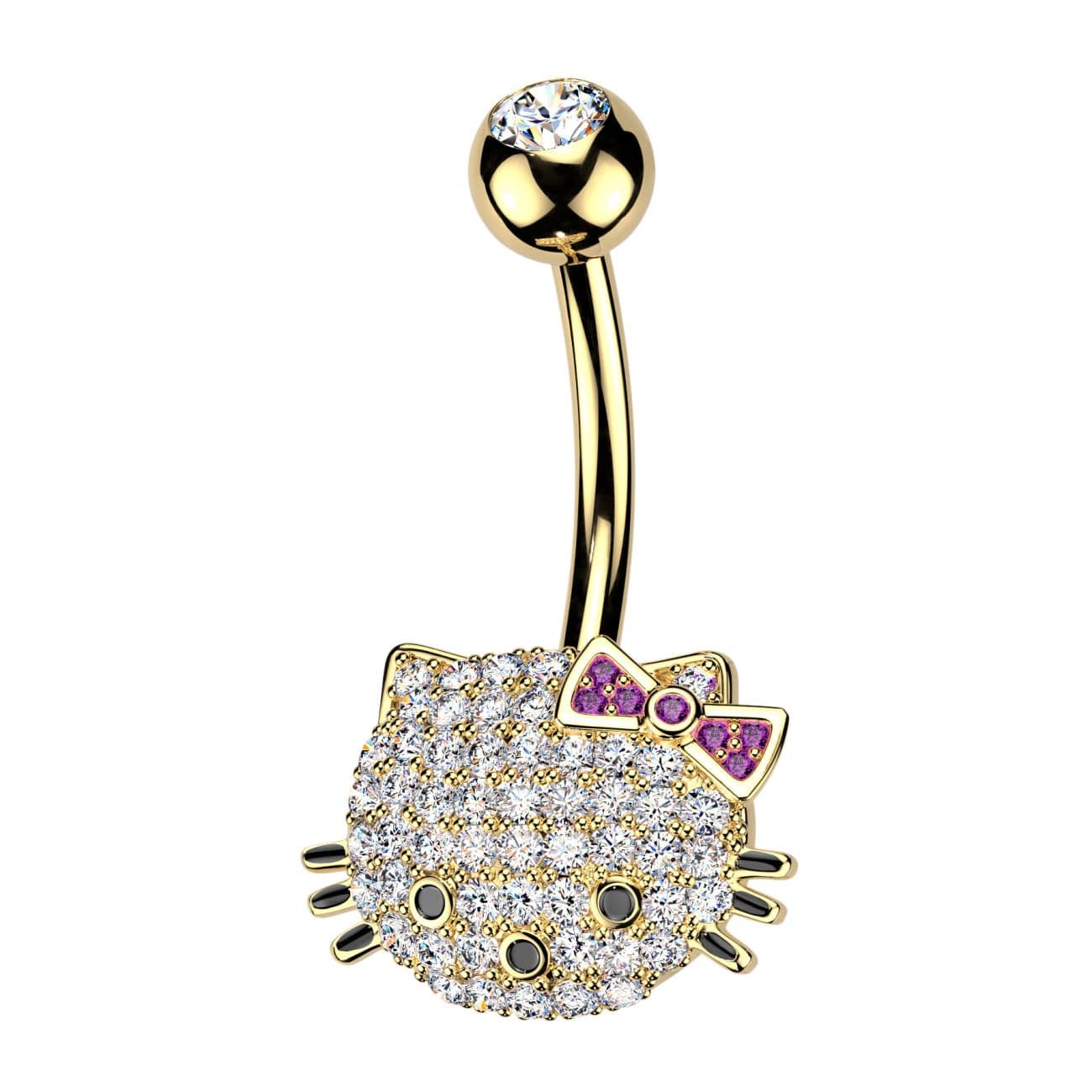 Zlacený piercing do pupíku Kitty