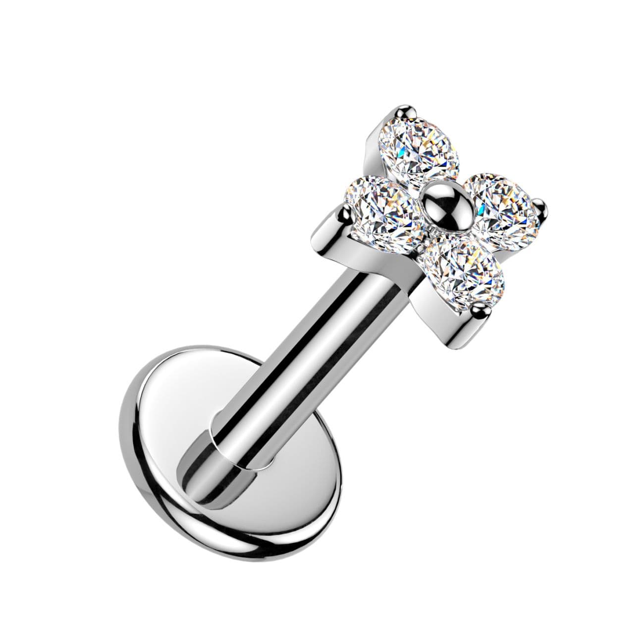 Piercing do brady labreta  květina se zirkony TITAN (1,2 x 8 mm)