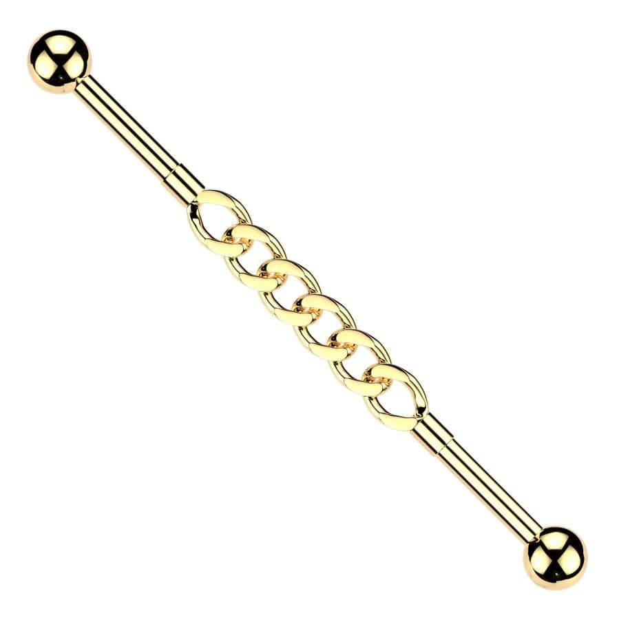 Zlacený industrial piercing řetěz